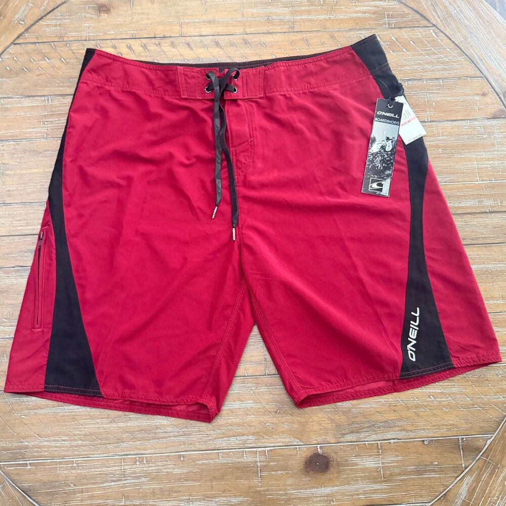 O'Neill Board Shorts Mens Size 40 Red Black Swim Trunks Surf NWT